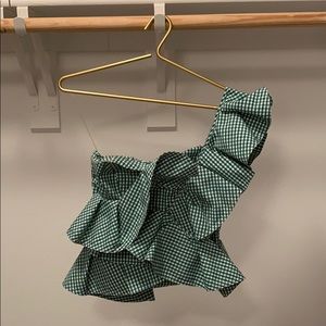 Gingham crop top size s stylekeeper shoulder off